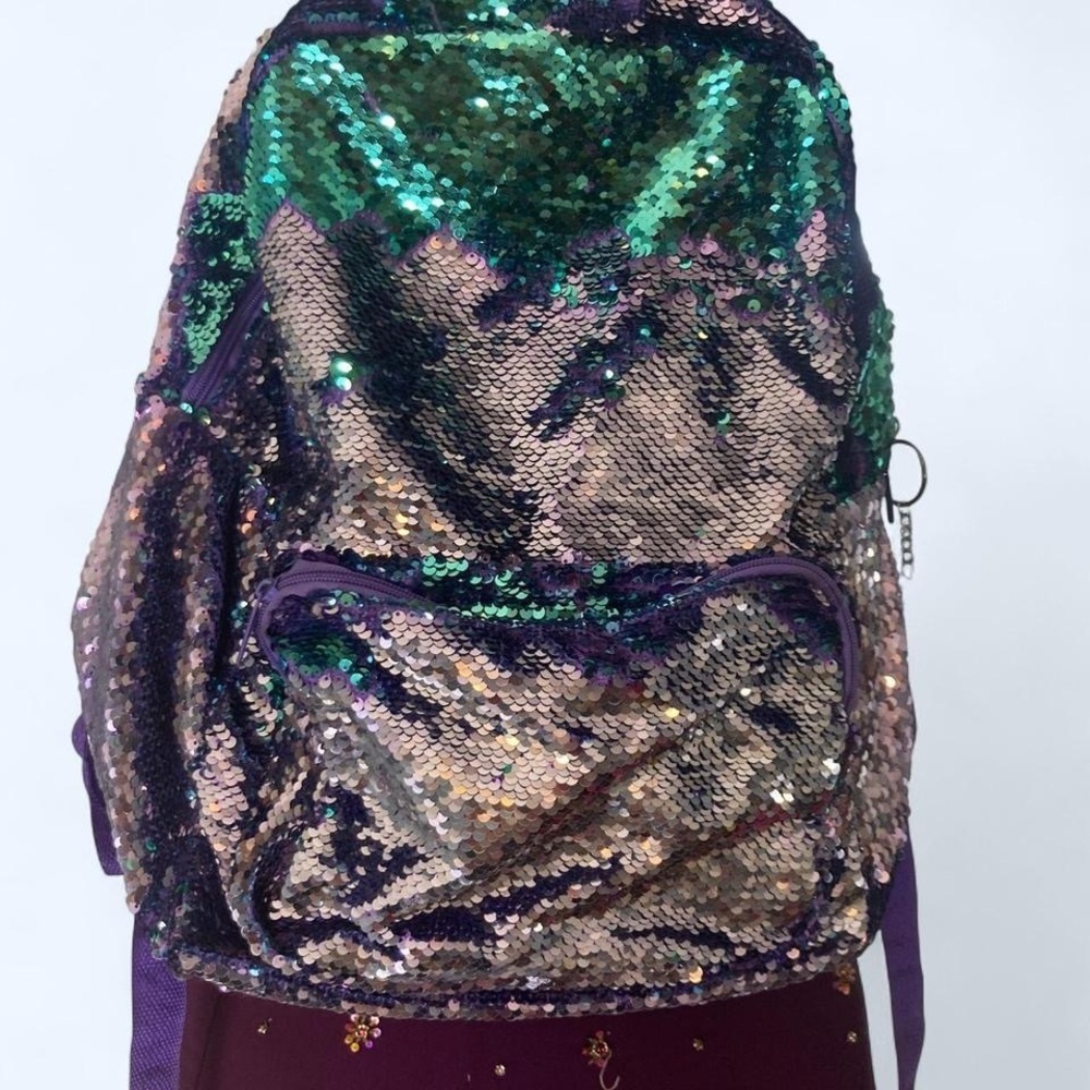 Purple and green sequin backpack girls color changing unbranded